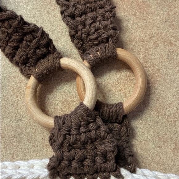 New Handcrafted Crochet Brown & Ivory Tote Bag - Picture 2 of 7